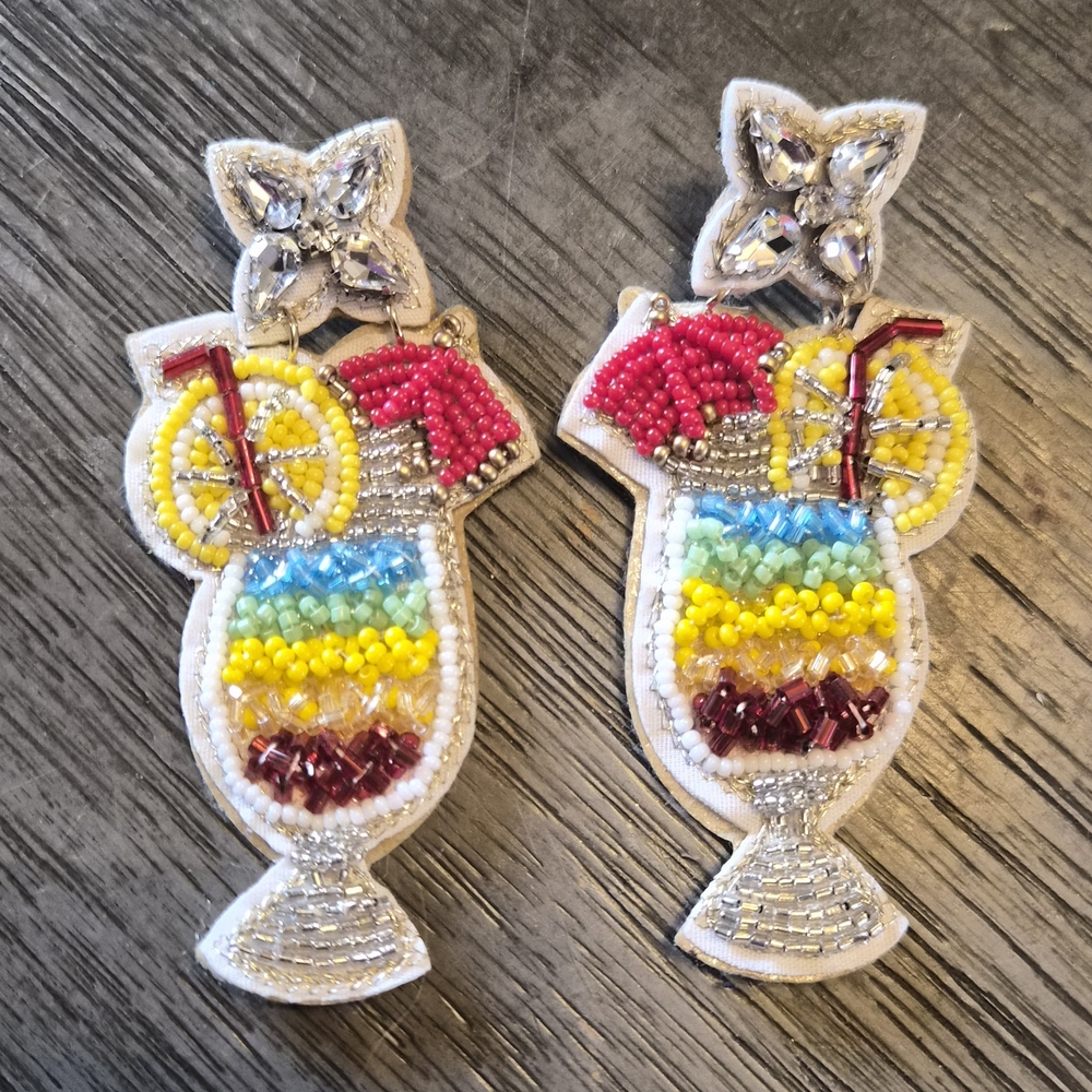 Colorful Beaded Cocktail Earrings